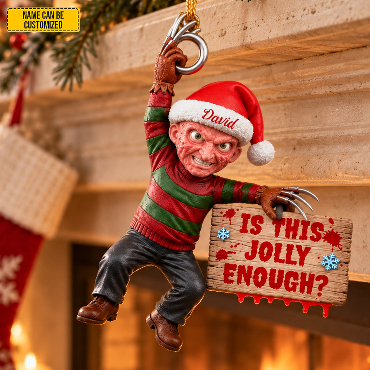 Personalized Freddy Krueger Christmas Ornament - Funny Halloween Christmas Gift for Horror Fans