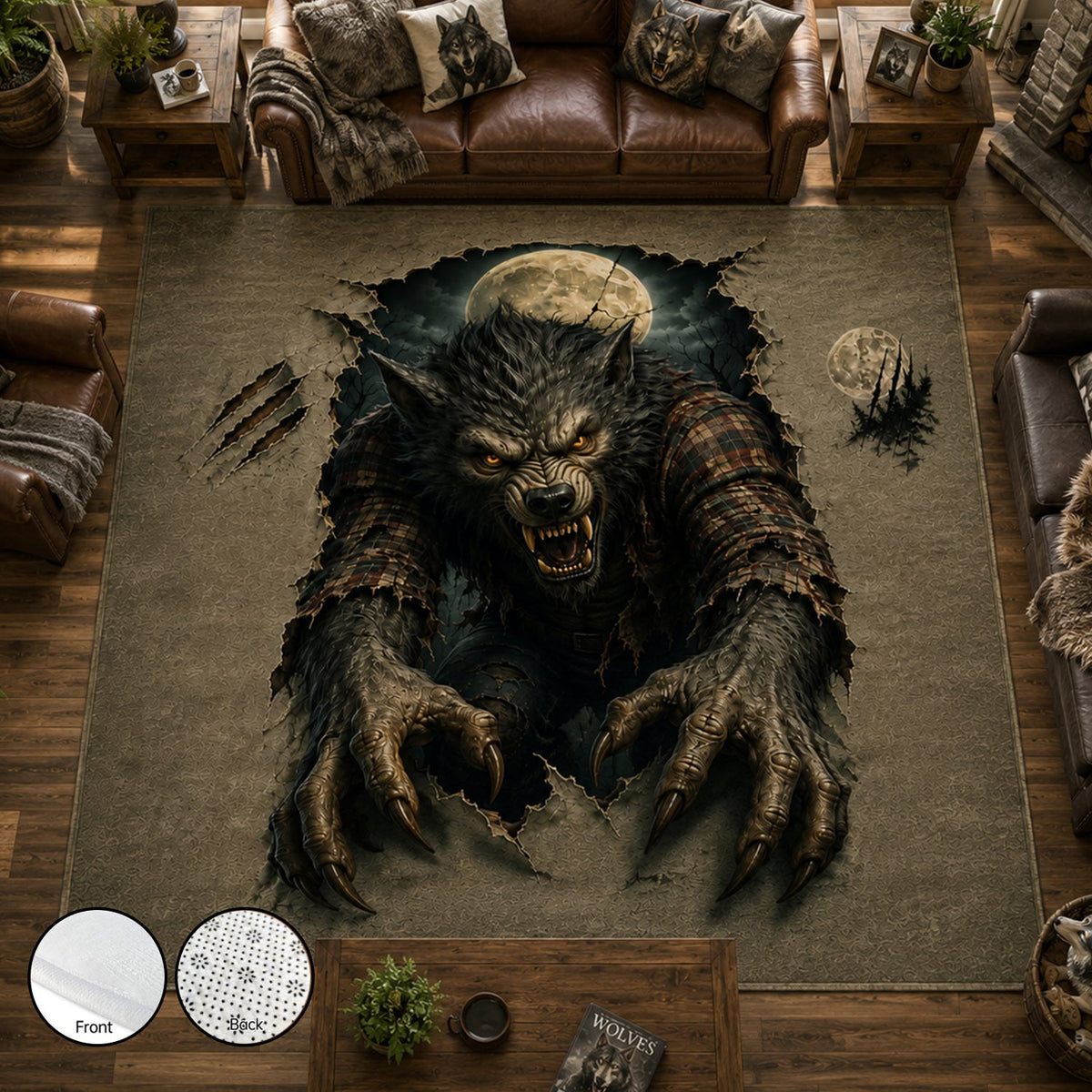 Fierce Werewolf 3D Illusion Area Rug