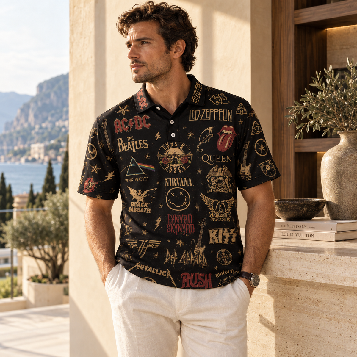 Classic Rock Legends All-Over Print Polo Shirt, Music Lover Gift for Men