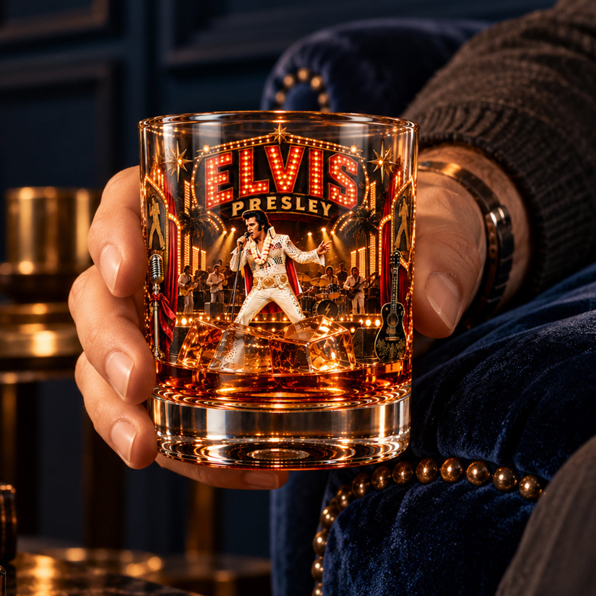 The King of Rock 'n' Roll – Elvis Presley Inspired Whiskey Glass