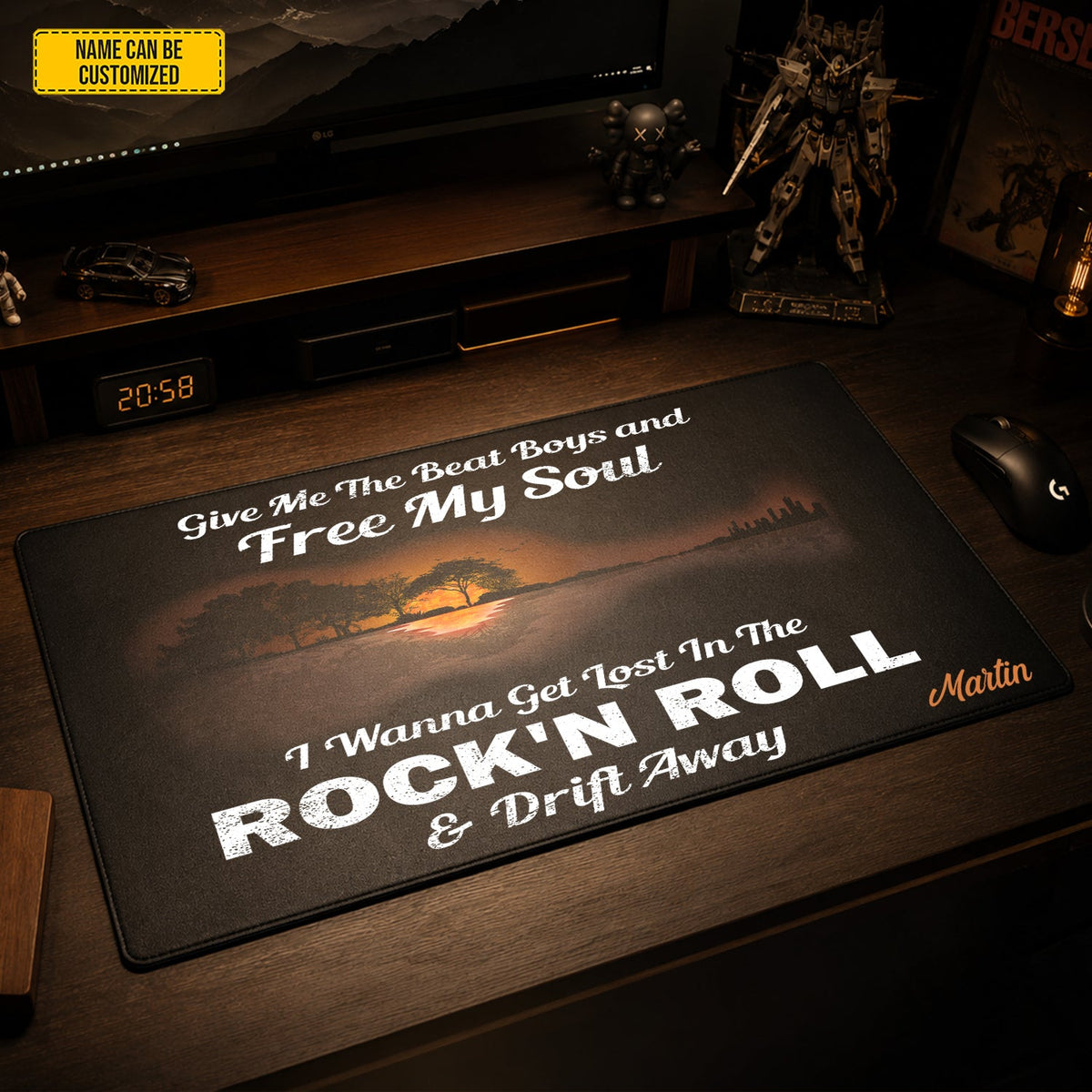 Rock 'N Roll & Drift Away - Personalized Classic Rock Desk Mat