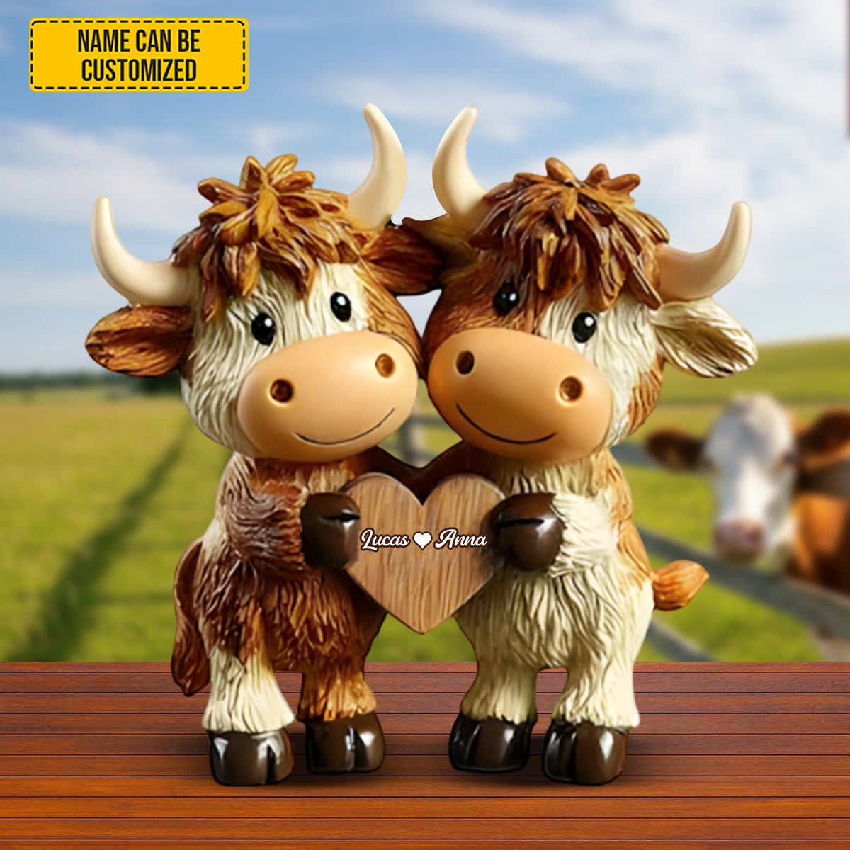 Cute Highland Cow Couple - Personalized Custom Shaped Acrylic Plaque