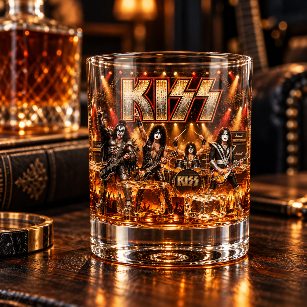 Rock and Roll All Nite – KISS Band Inspired Whiskey Glass