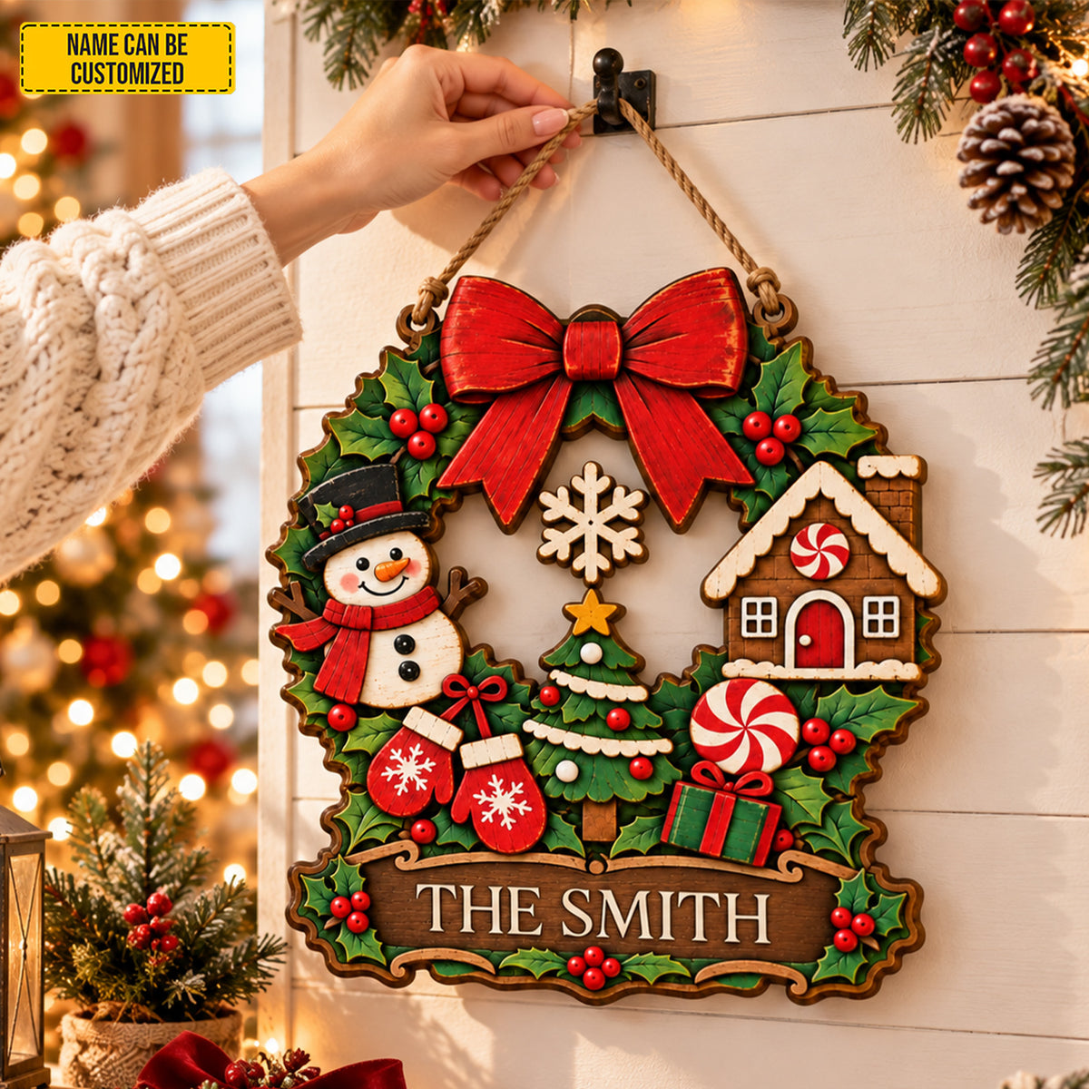 Personalized Christmas Snowman Wooden Sign