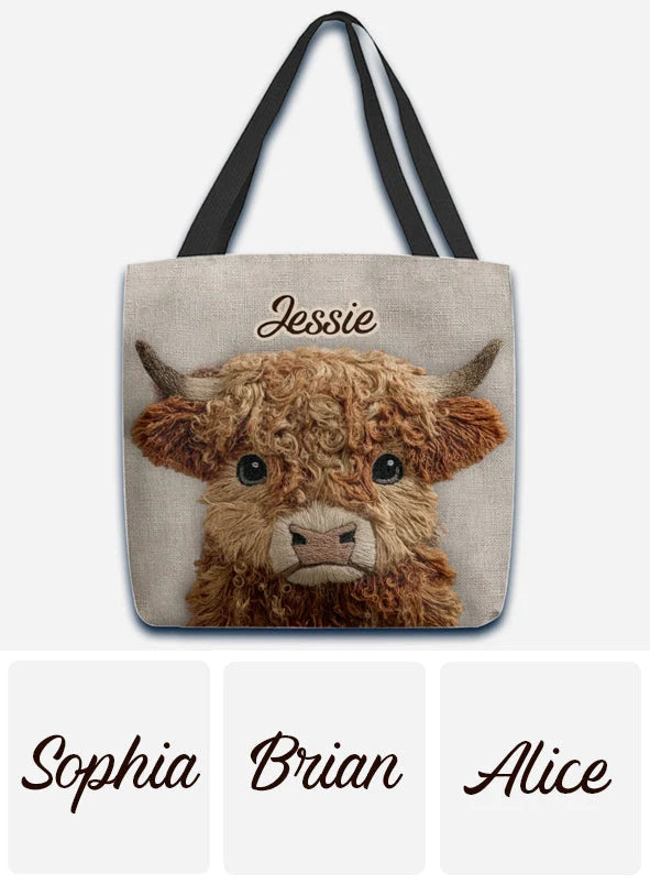 Cute Highland Cow - Personalized Highland Cow Tote Bag