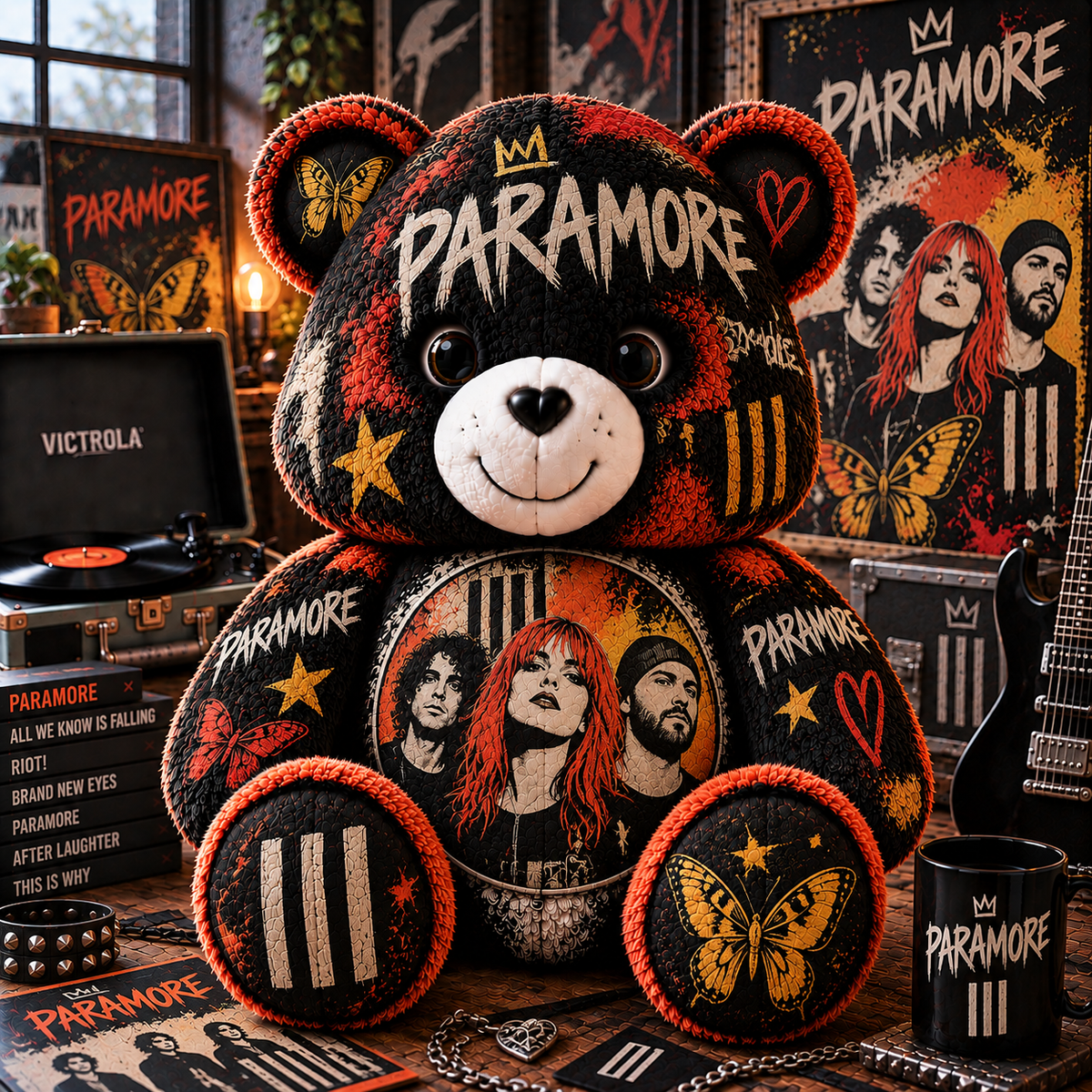 Paramore Custom Shaped Bear Pillow – Unique Gift for Classic Music Lovers