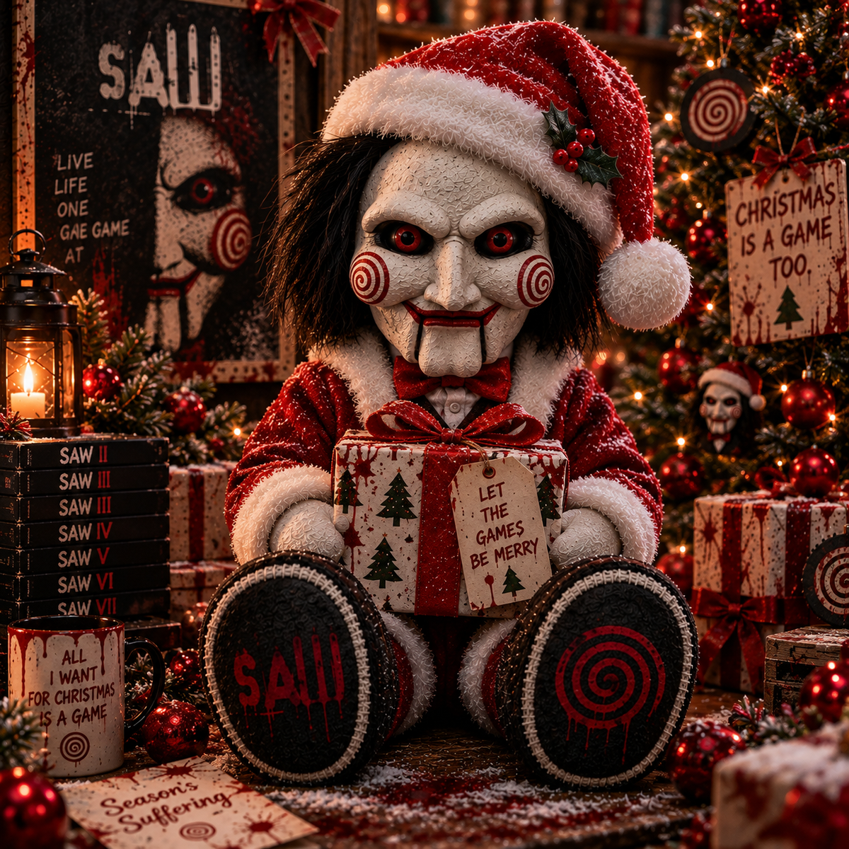 Jigsaw Christmas Custom Shaped Pillow – Halloween Horror Gift for Movie Fans