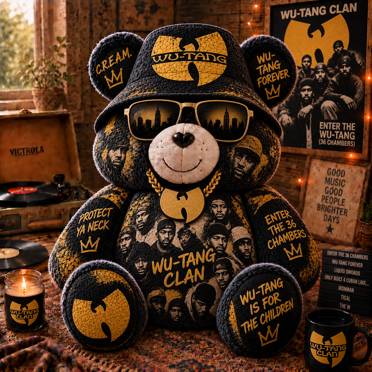 Wu-Tang Clan Custom Shaped Bear Pillow – Unique Gift for Wu-Tang Clan Fans & 90s Hip-Hop Lovers