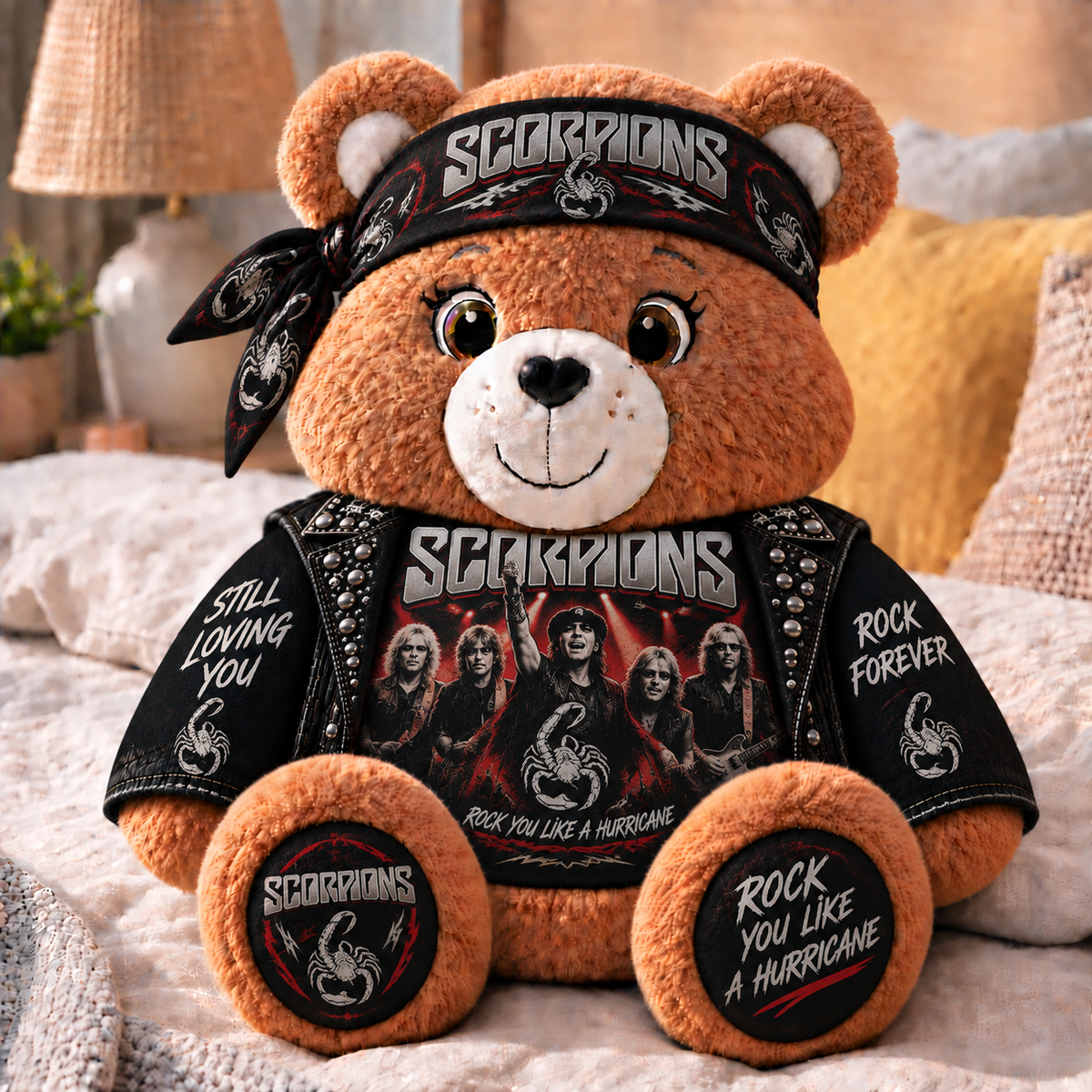 Scorpions Custom Shaped Bear Pillow – Unique Gift for Scorpions Fans & Classic Rock Lovers