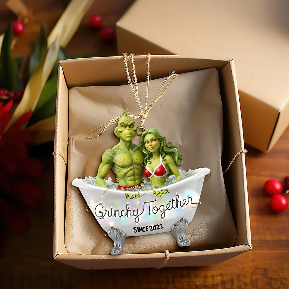 Bathtub Couple - Personalized Gifts For Couple Ornament