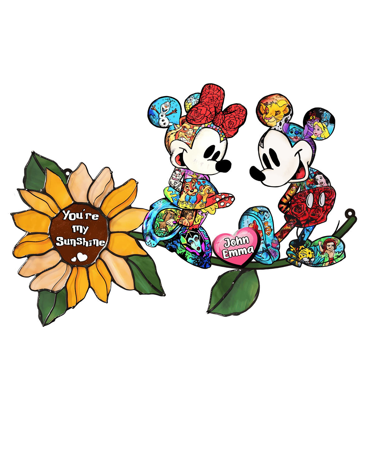 You Are My Sunshine, Cute Mouse Couple Acrylic Window, Couple Window Hanging