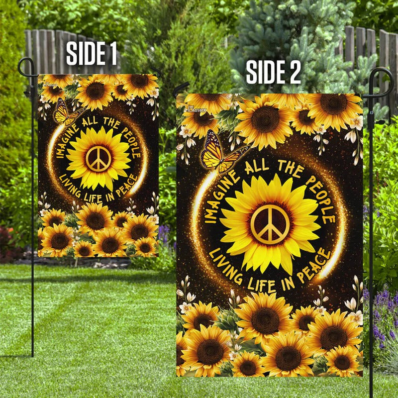 Hippie Sunflower Garden Flag, House Flag