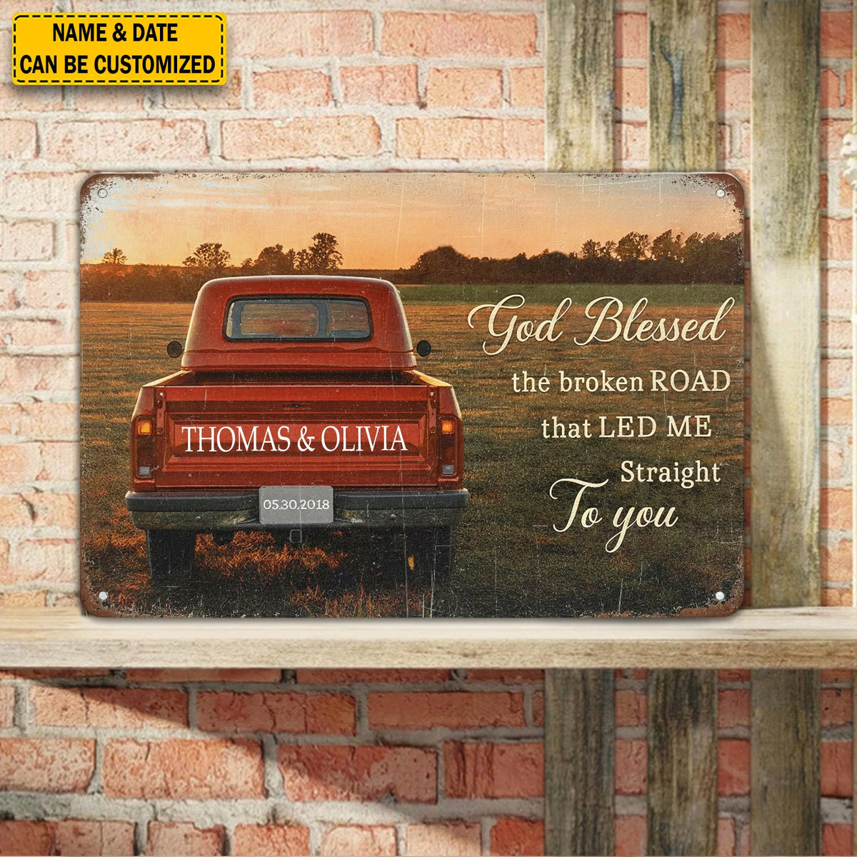 Personalized Vintage Truck Metal Sign – Custom Couple Name Wall Decor