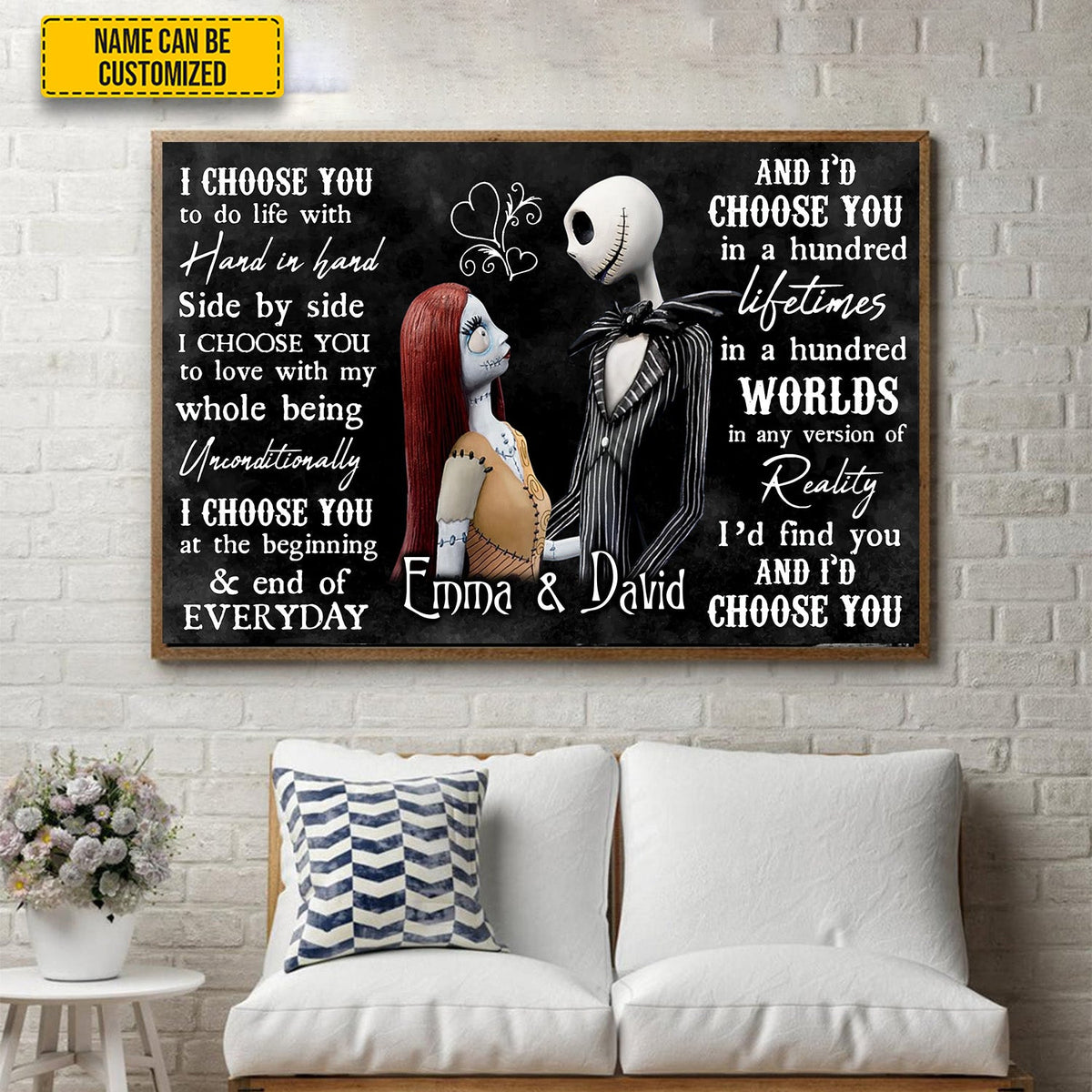 “I Choose You” - Personalized Gothic Couple Canvas & Poster