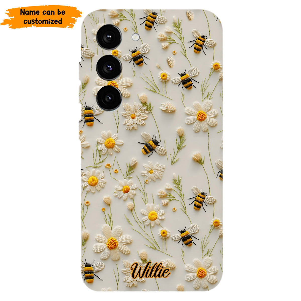 Bee & Daisy Floral - Personalized Phone Case