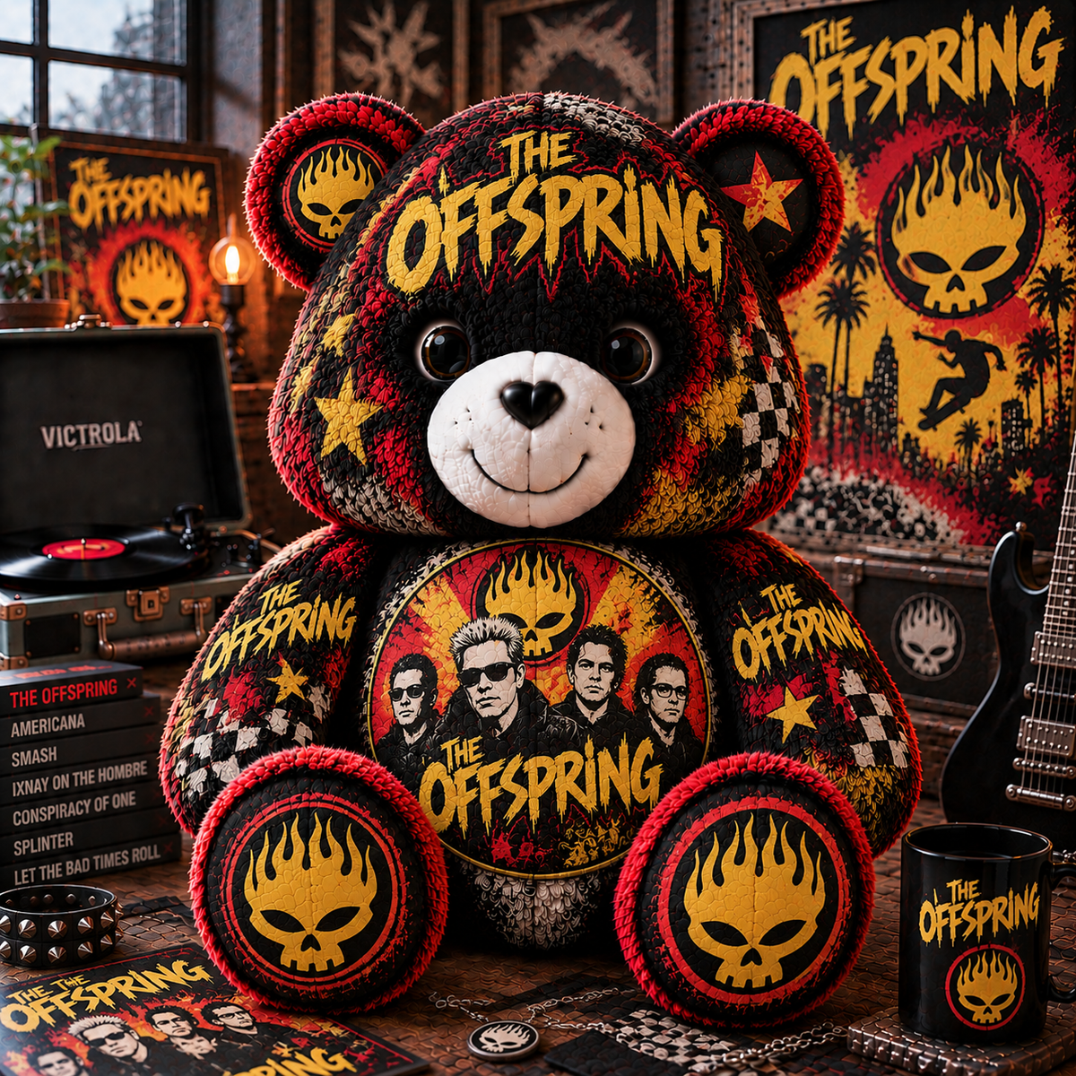 The Offspring Custom Shaped Bear Pillow – Unique Gift for Classic Music Lovers