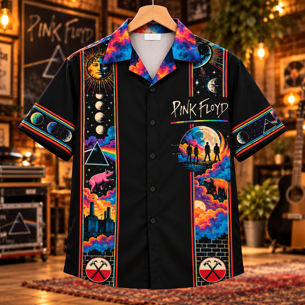 Pink Floyd Hawaiian Shirt – Psychedelic Rock Inspired Gift Featuring The Dark Side of the Moon