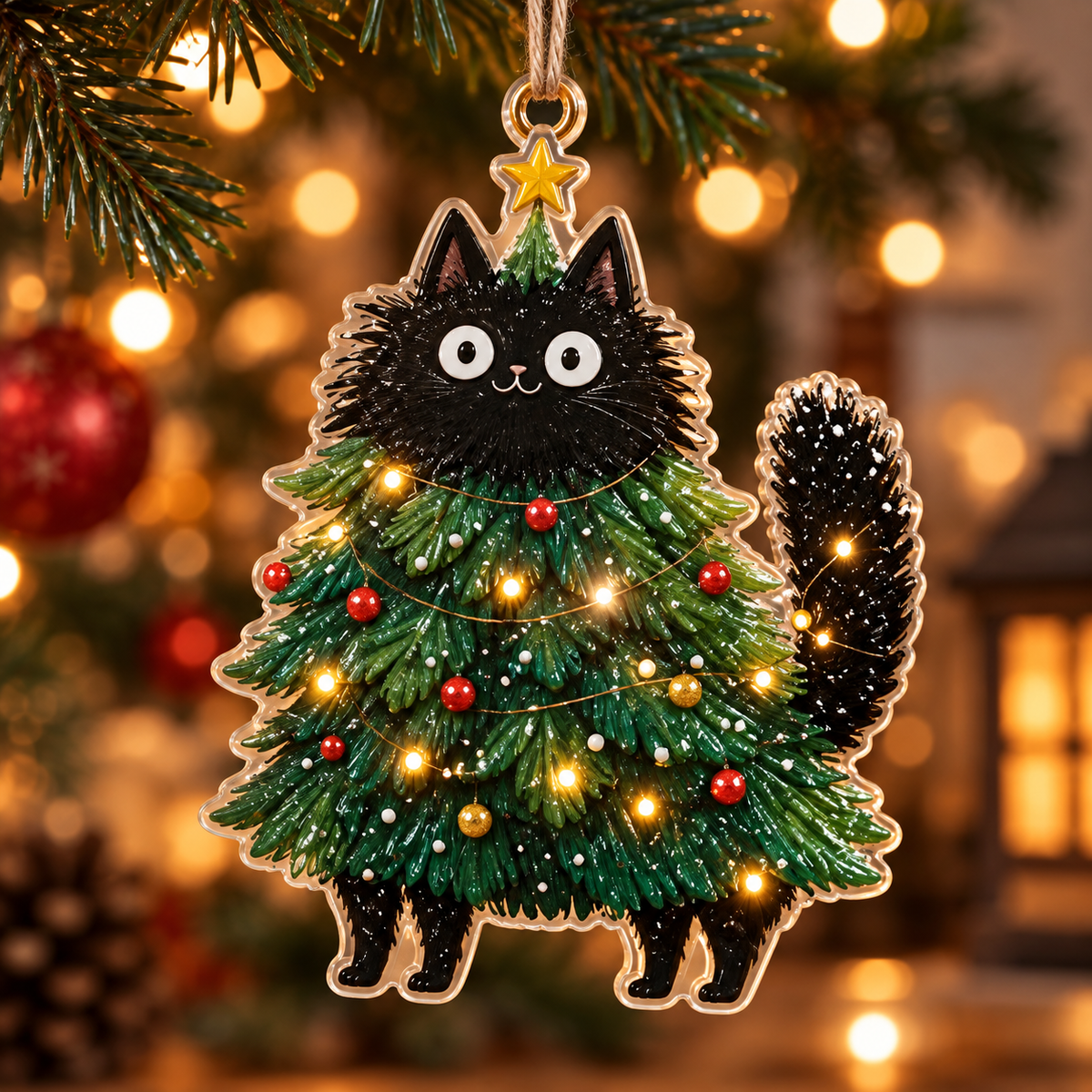 Christmas Animal Acrylic Ornament – Hanging Decoration, Gift for Animal Lovers
