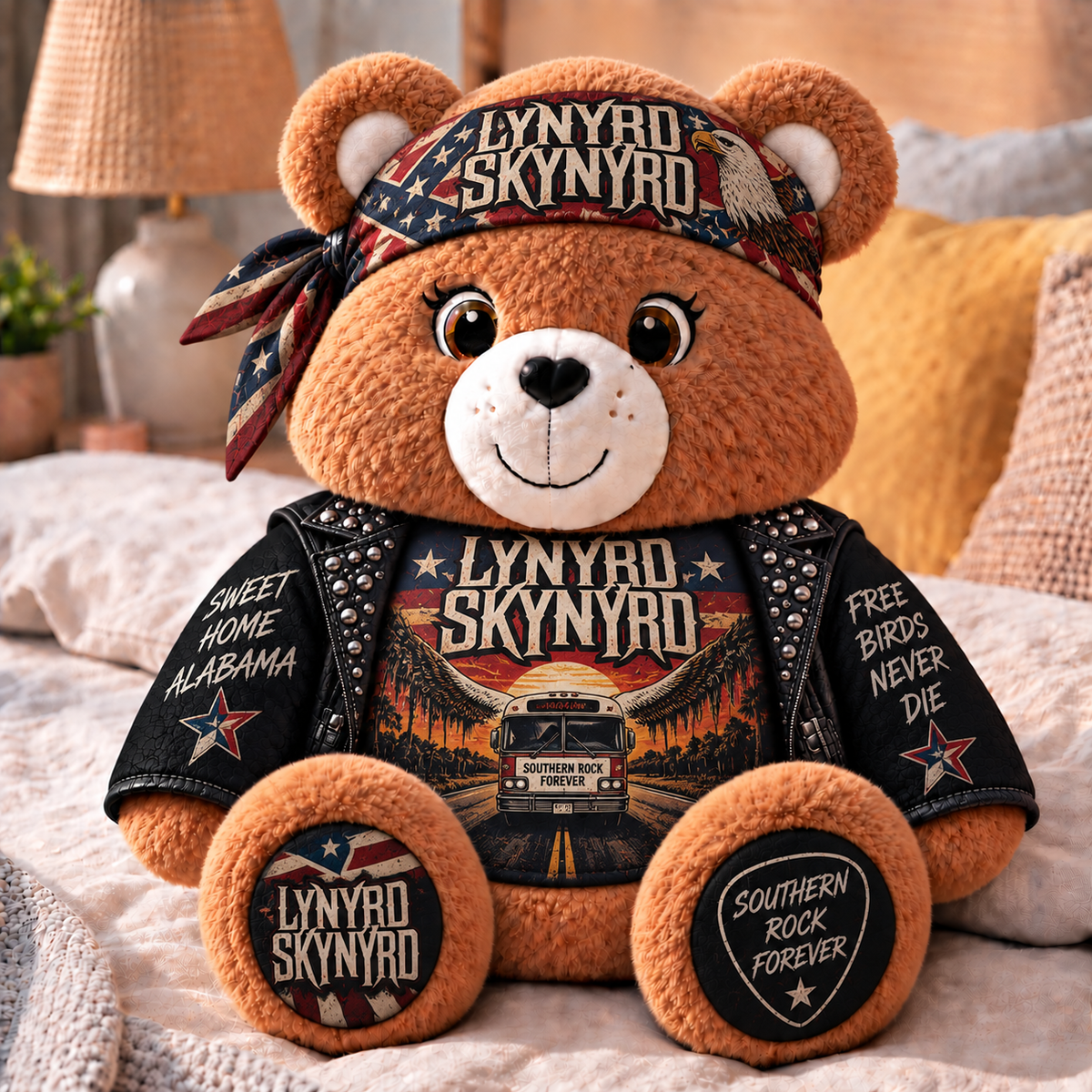 Lynyrd Skynyrd Custom Shaped Bear Pillow – Unique Gift for Classic Music Lovers