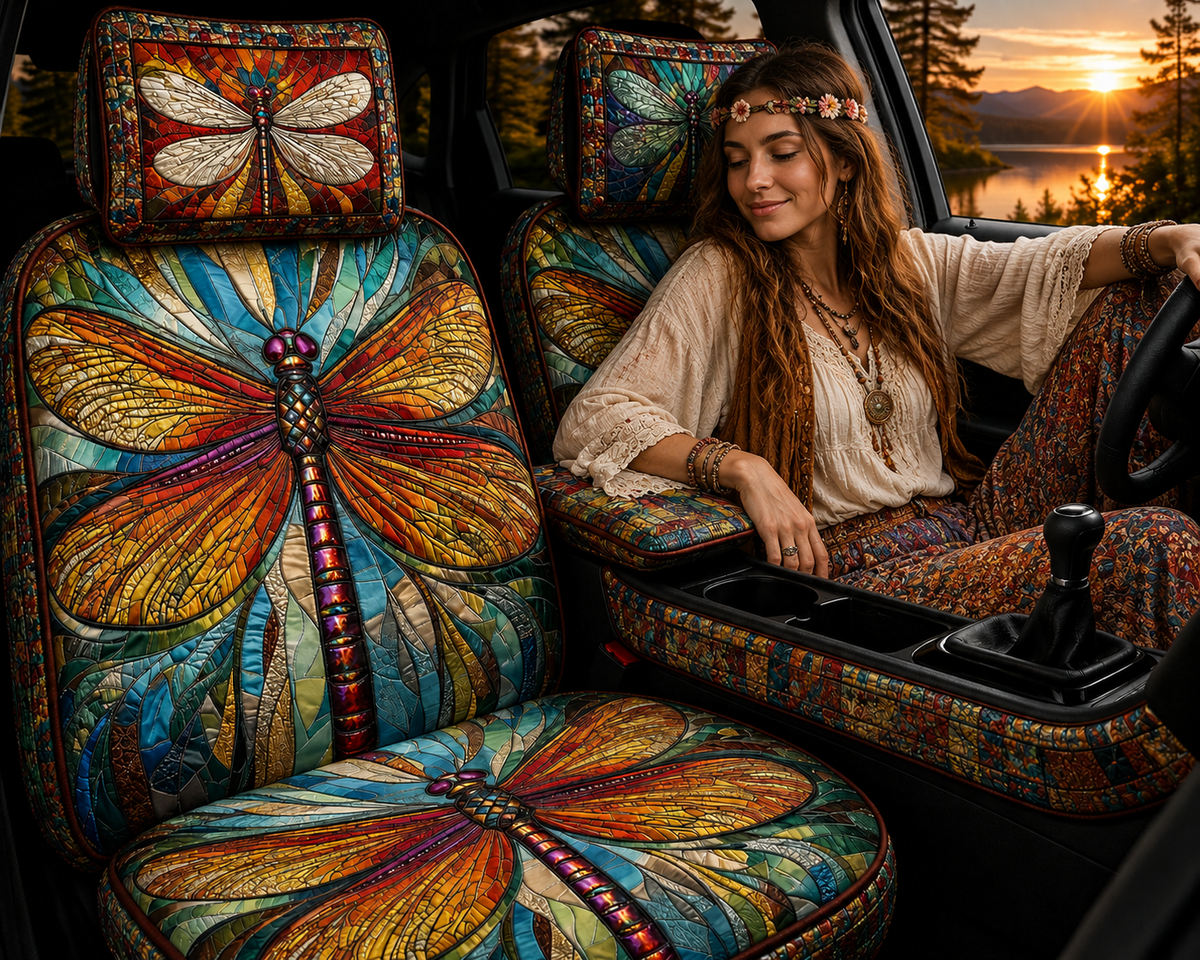 Colorful Dragonfly Car Seat Covers - Nature Lover Gift
