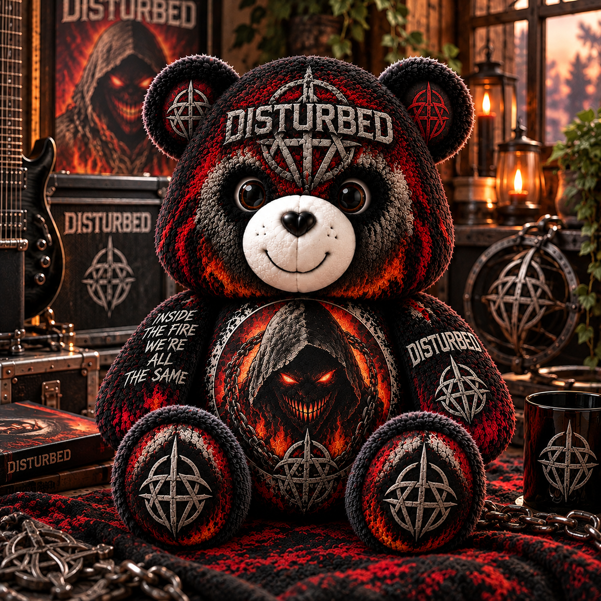 Disturbed Custom Shaped Bear Pillow – Unique Gift for Classic Music Lovers