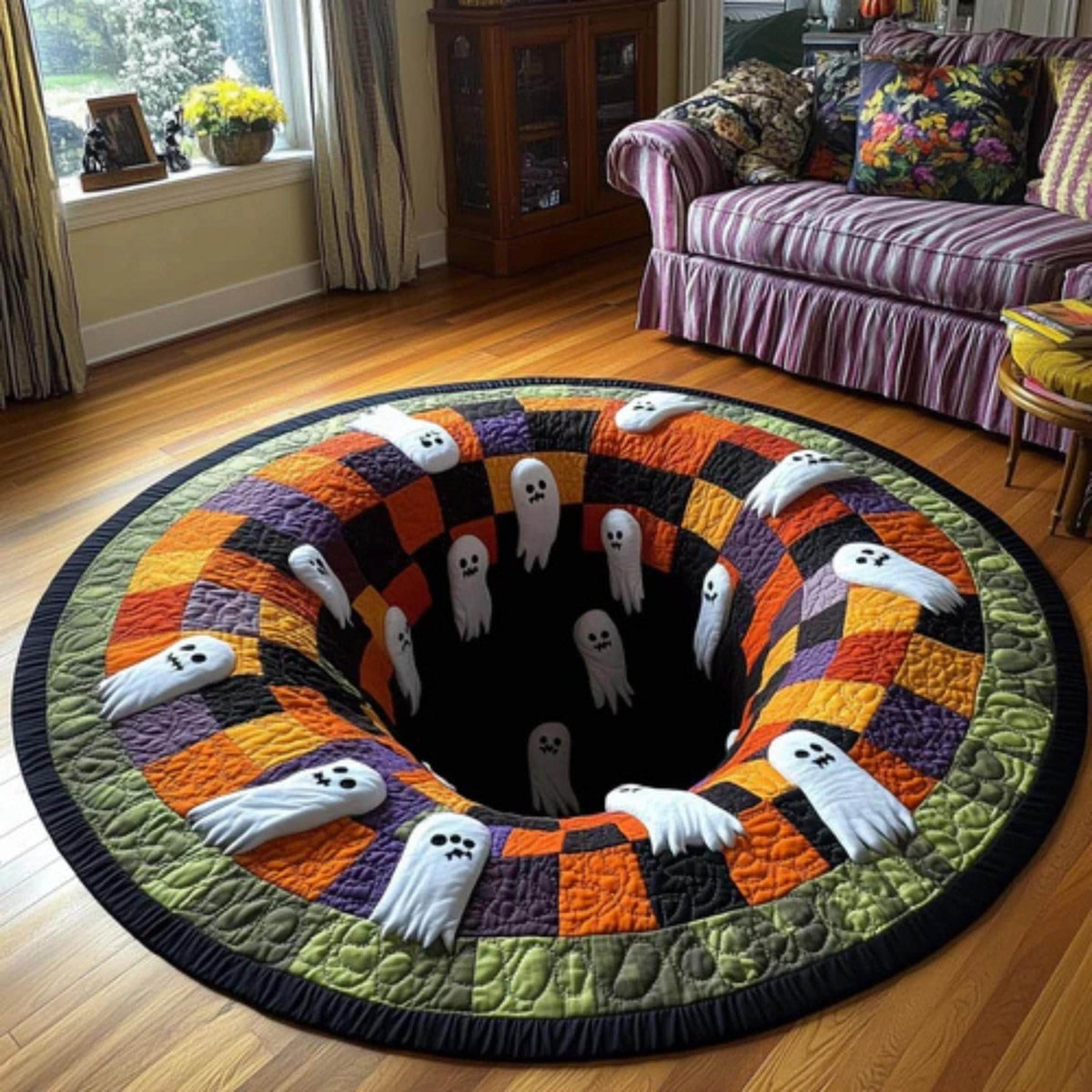 Halloween Ghost Quilted Round Mat