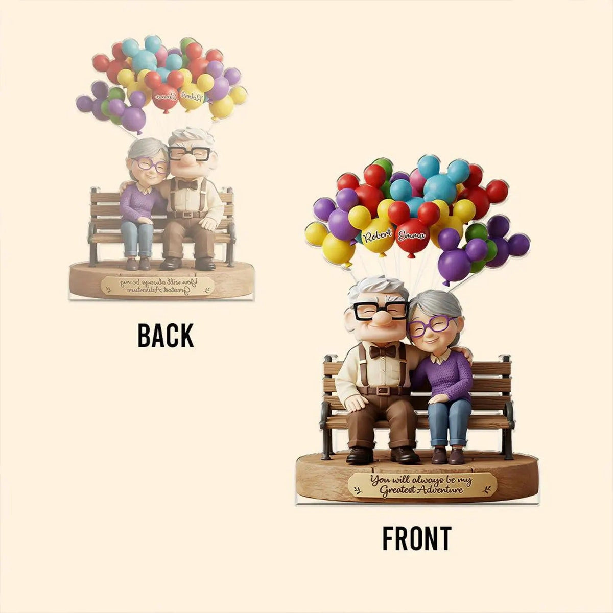 Personalized Custom Shaped Old Couple Acrylic Plaque