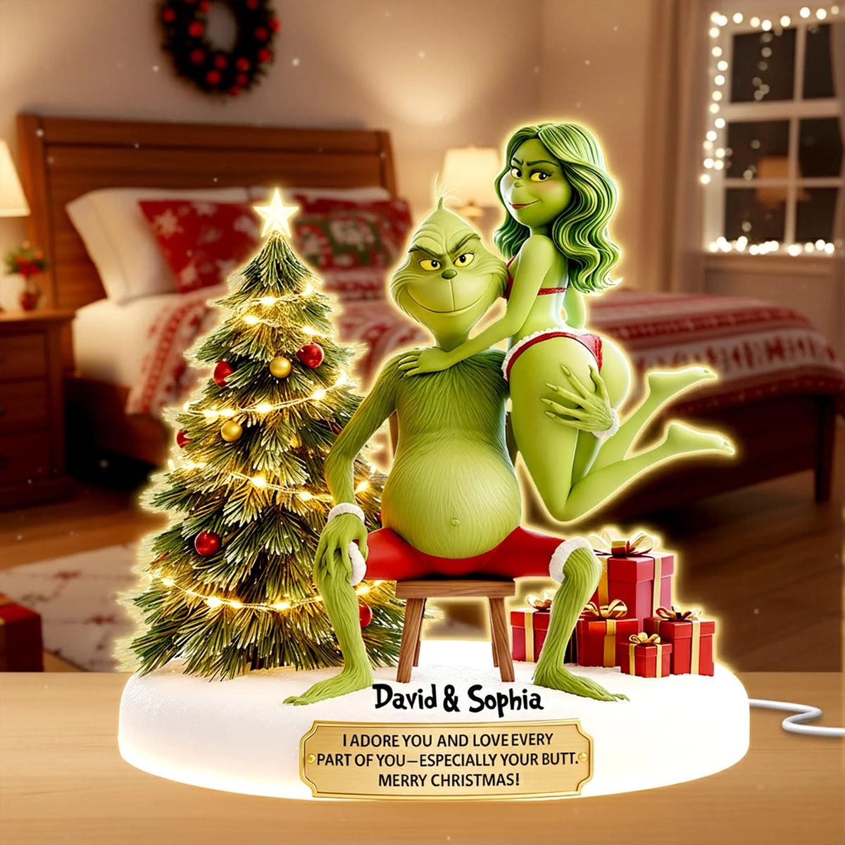 Mischievous Green Couples Light Box - Personalized Gift For Couples