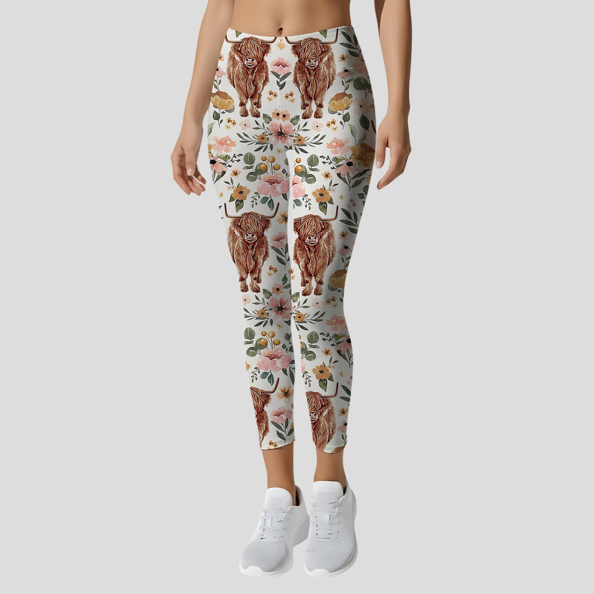 Highland Cow Flower - Personalized Highland Cow Hoodie and Leggings