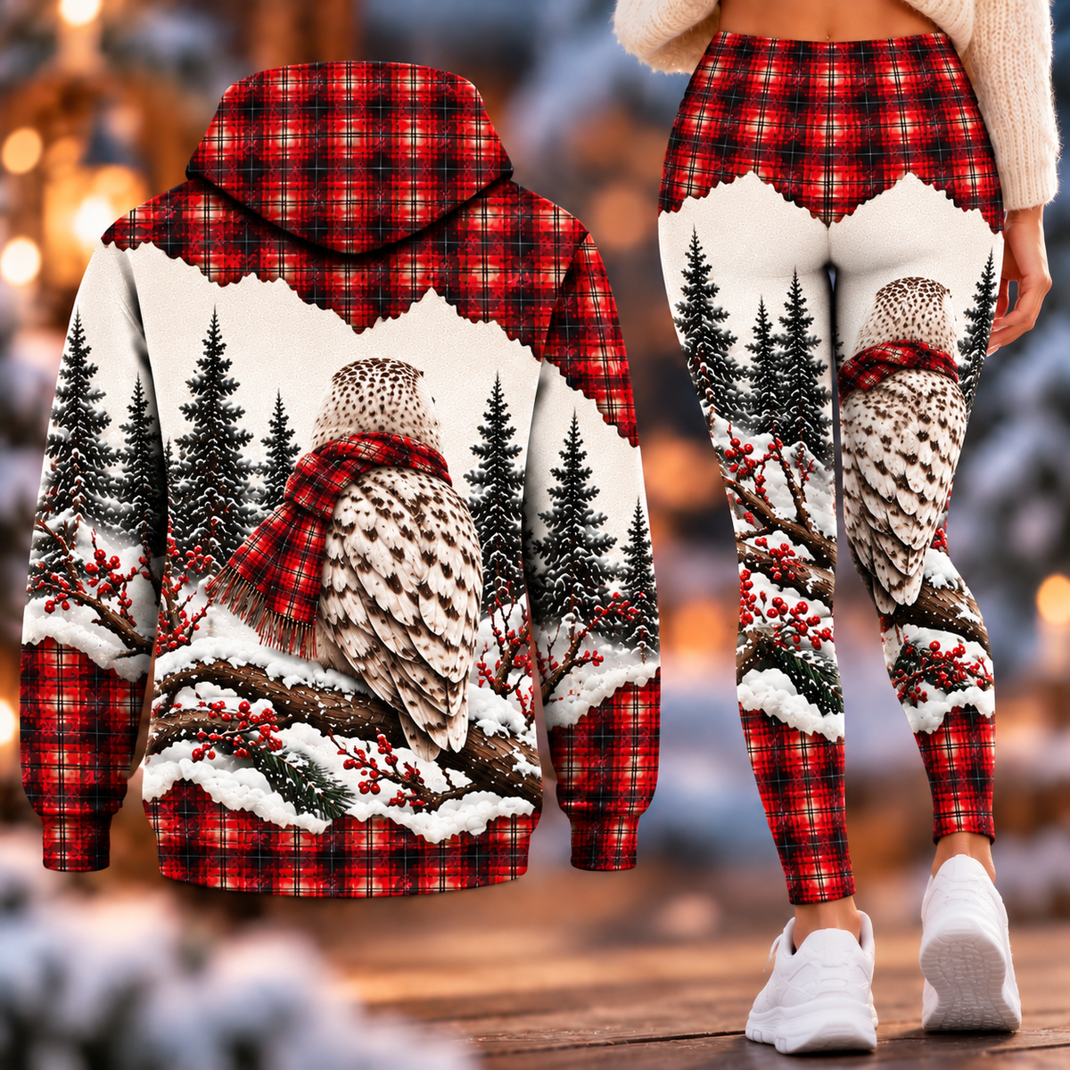 Snowy Owl - Personalized Christmas Hoodie and Leggings Set