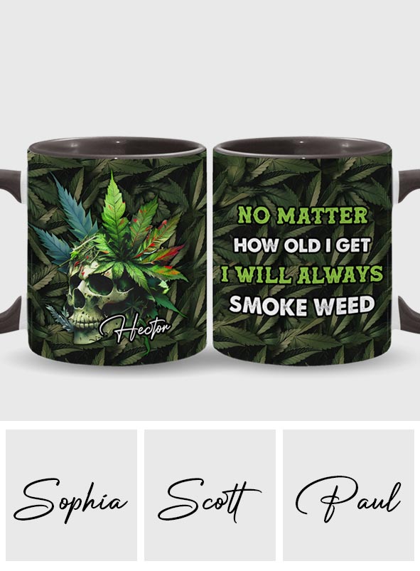 Skull Green Leaf - Personalized Weed Accent Mug