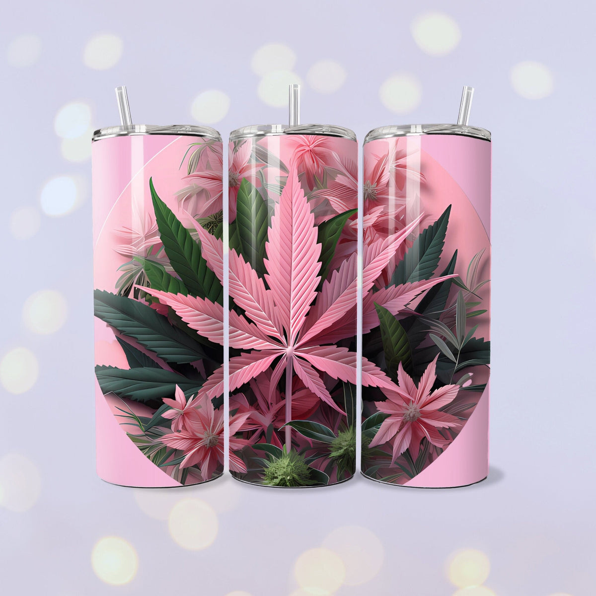 Pink Weed Skinny Tumbler