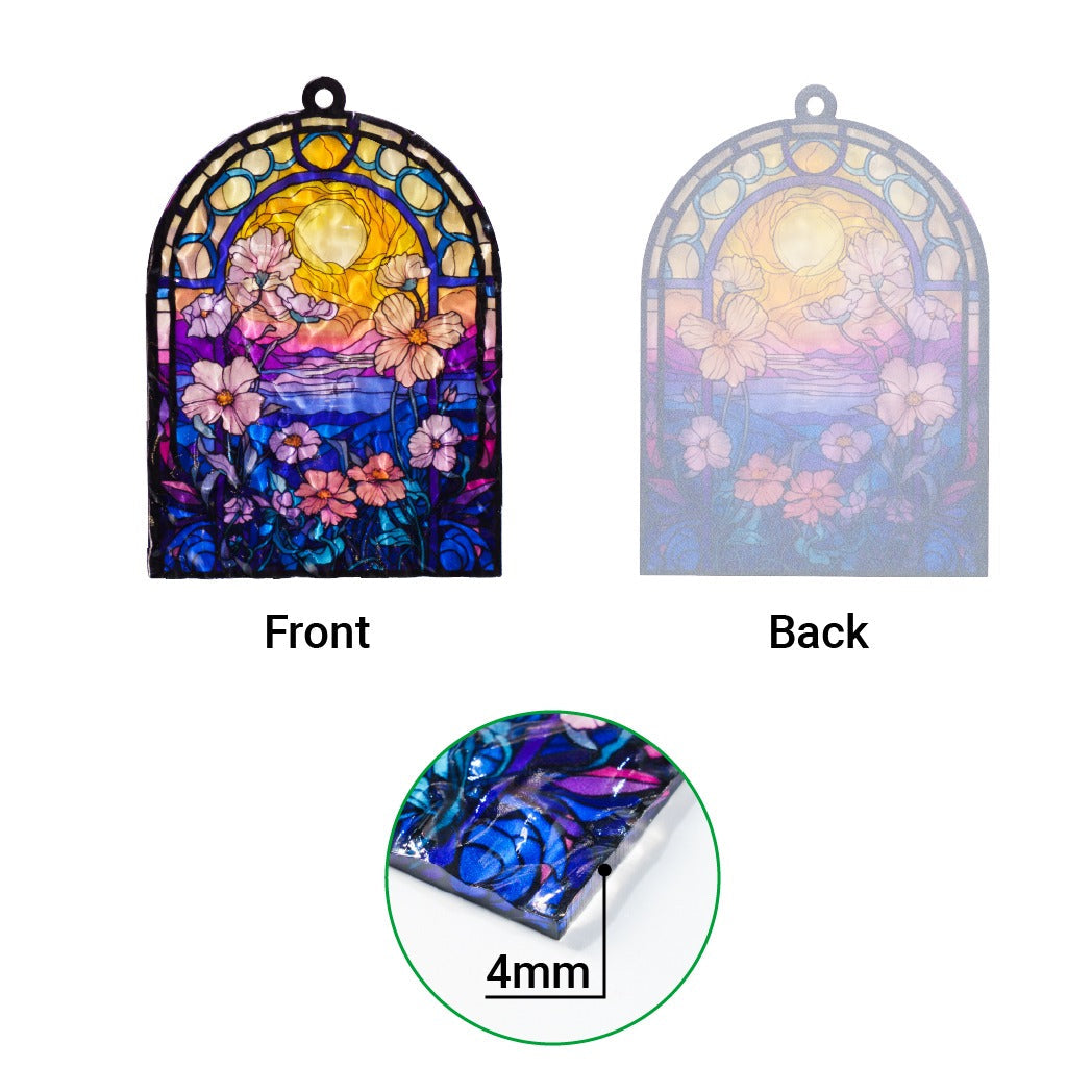 Butterfly Sunflower Suncatcher - Beautiful Shape Stained Glass Suncatcher