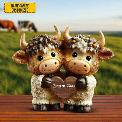 Cute Highland Cow Couple - Personalized Custom Shaped Acrylic Plaque
