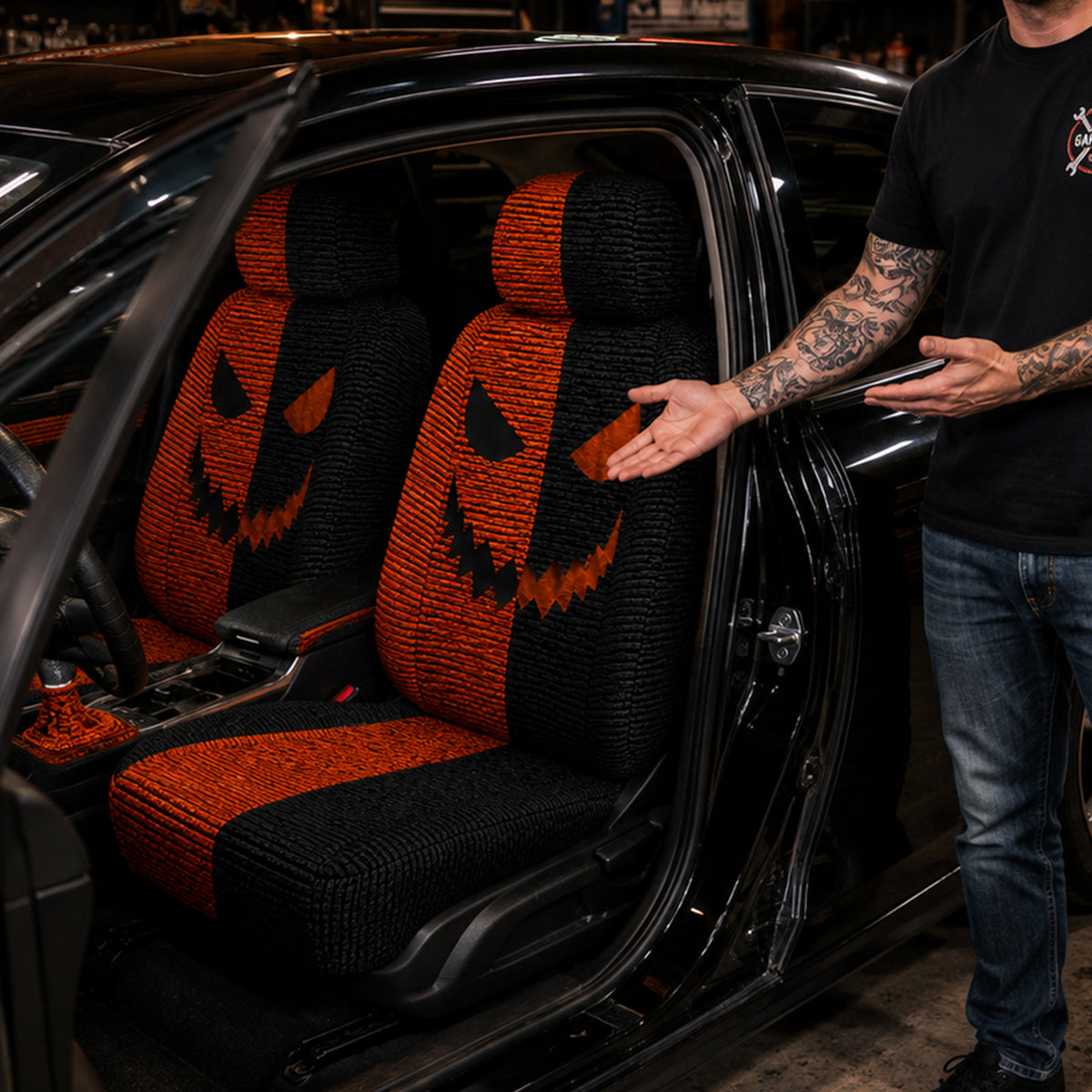 Halloween Pumpkin Car Seat Covers –  Gift for Horror Fans