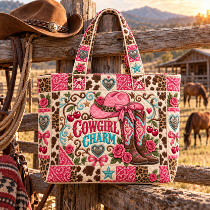 Cowgirl Charm Quilted Tote Bag