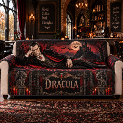 Dracula Vampire Horror Sofa Cover – Halloween Horror Quilted Home Decor