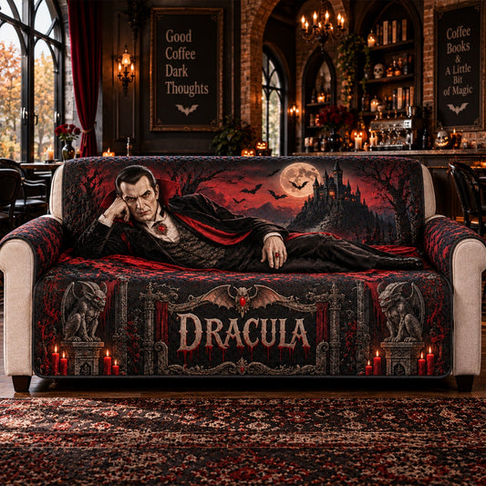 Dracula Vampire Horror Sofa Cover – Halloween Horror Quilted Home Decor