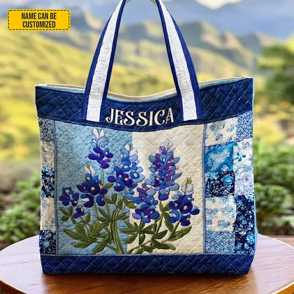 Personalized Beautiful Lavender Quilted Tote Bag