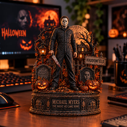 Michael Myers Haddonfield Wooden Block - Collectible Table Decor