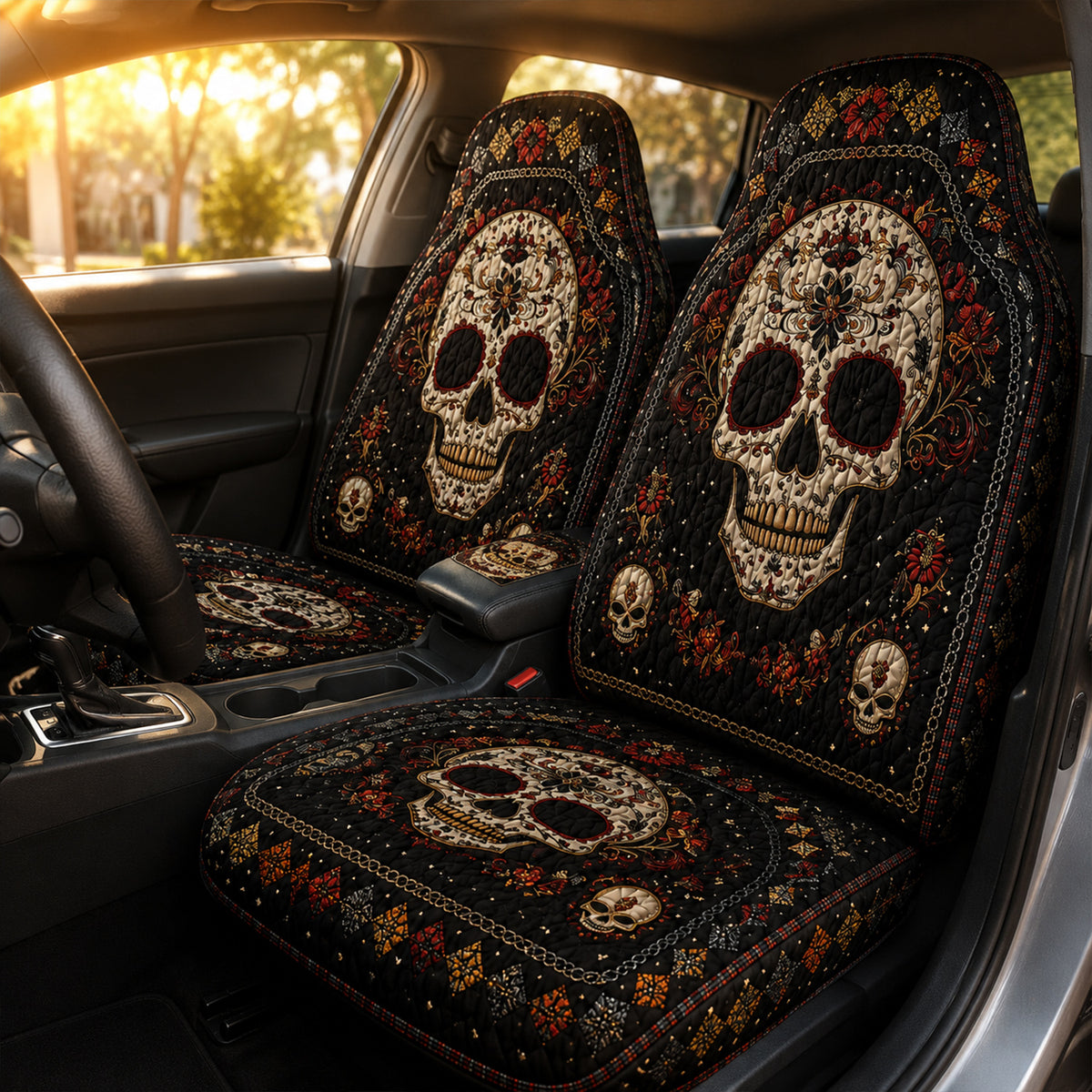 Gothic Skull Car Seat Covers – Gift for Skull Lovers