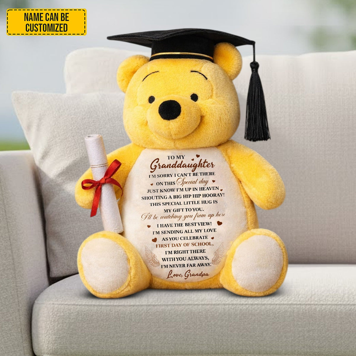 Personalized Graduation Bear Shaped Pillow