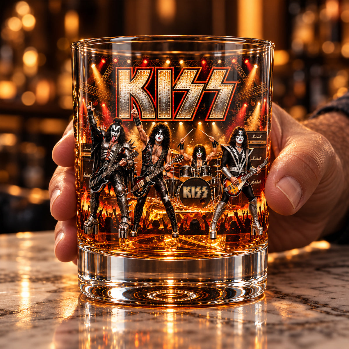 Rock and Roll All Nite – KISS Band Inspired Whiskey Glass
