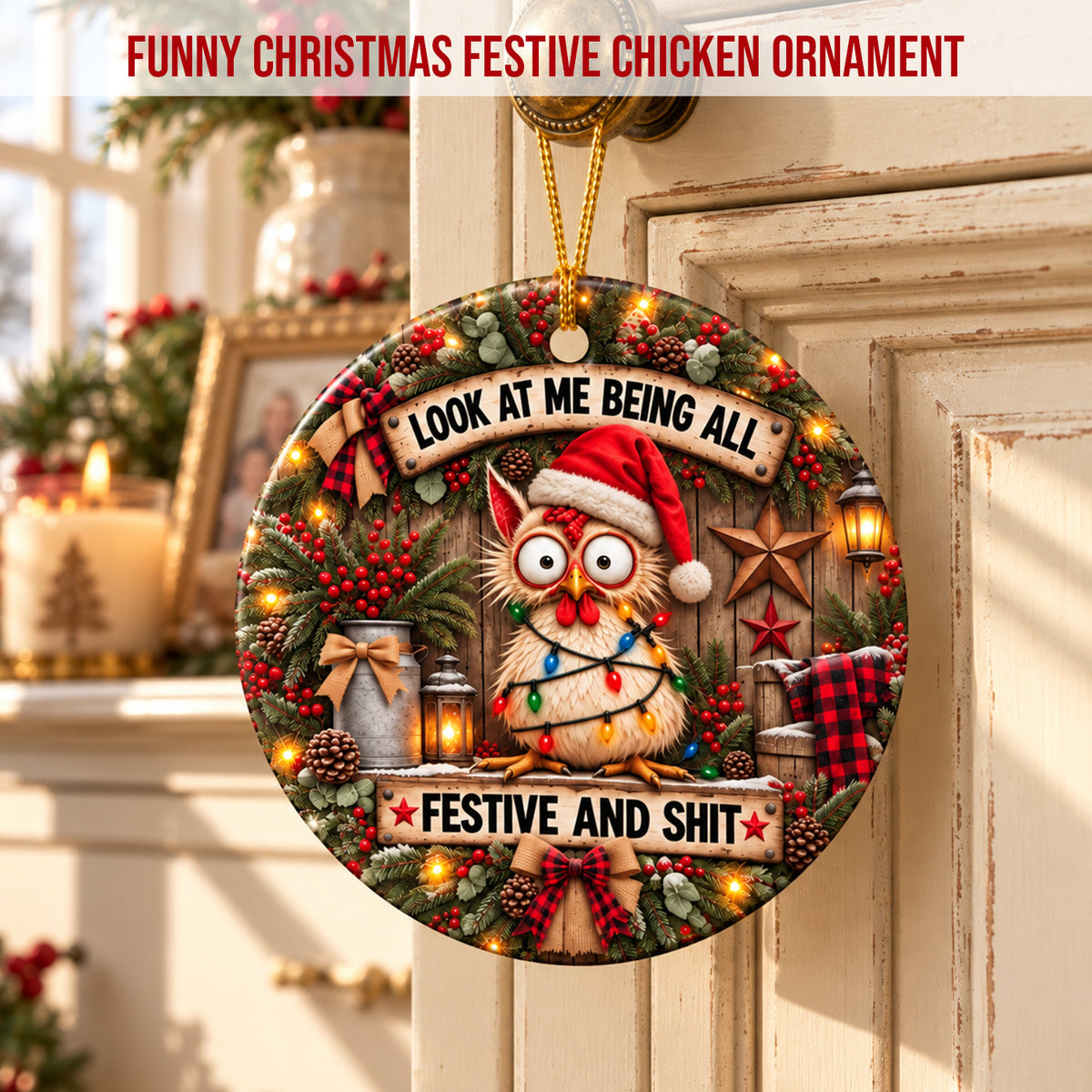 Look At Me - Funny Christmas Chicken Ornament