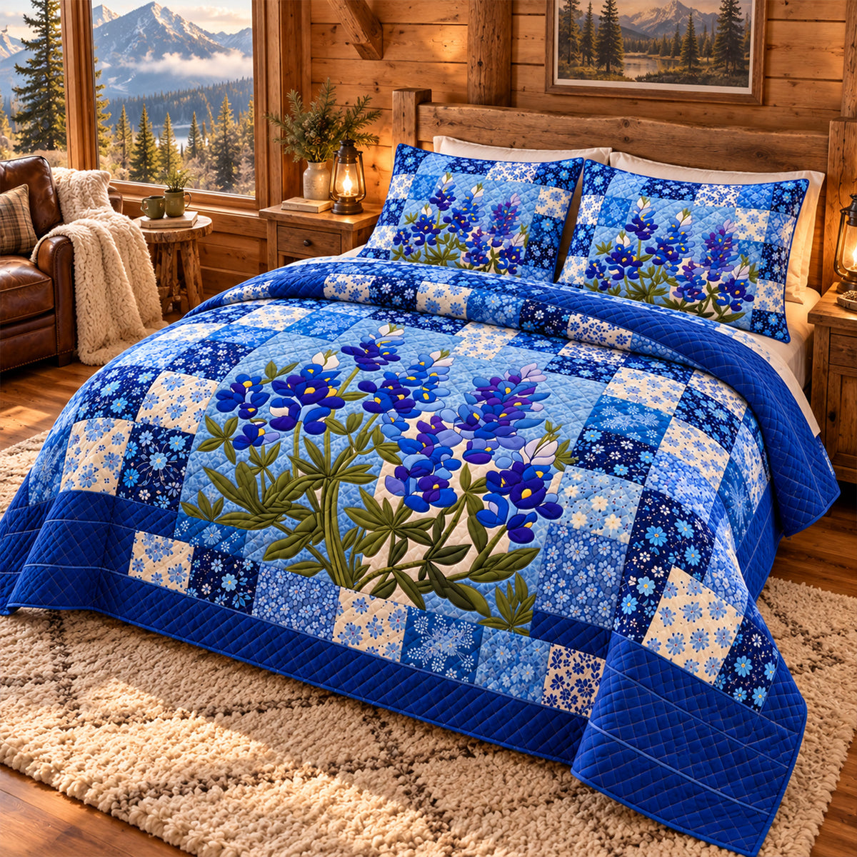 Lavender Floral Quilt Bedding Set