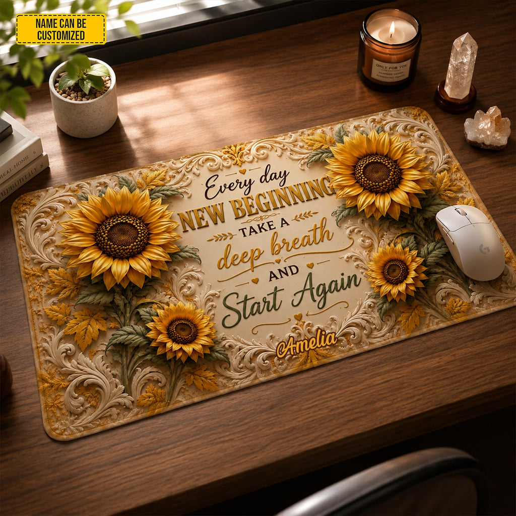 Sunflower New Beginnings - Personalized Desk Mat