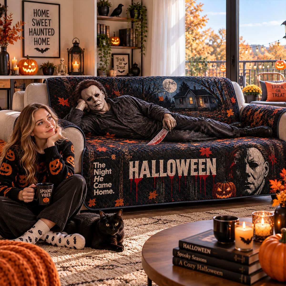 Michael Myers Halloween Horror Sofa Cover – Halloween Horror Quilted Home Decor