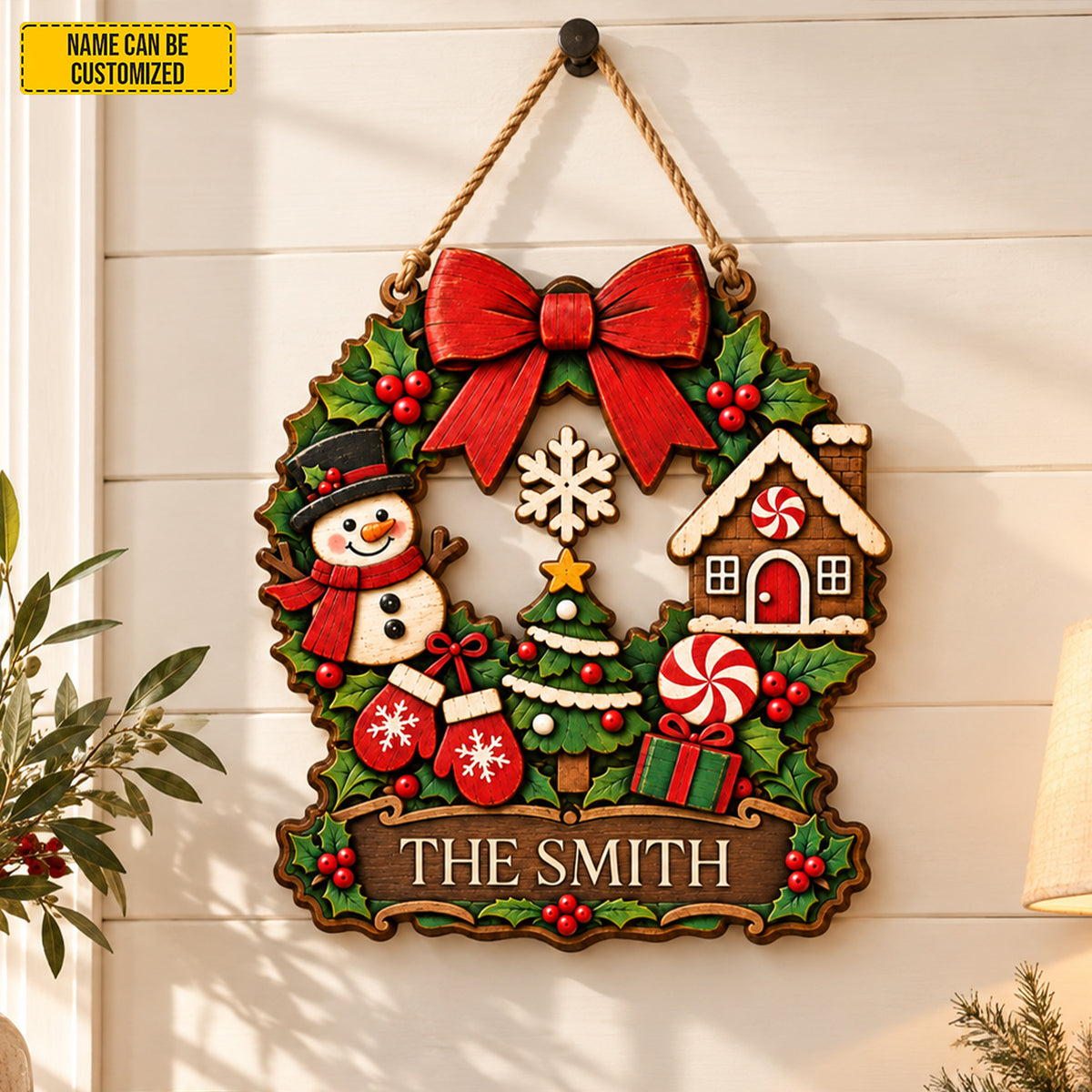 Personalized Christmas Snowman Wooden Sign