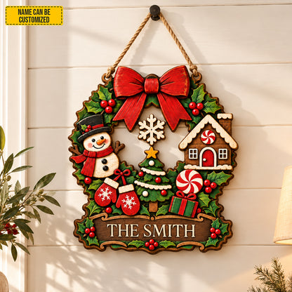 Personalized Christmas Snowman Wooden Sign