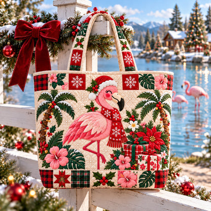 Christmas Flamingo Tote Bag